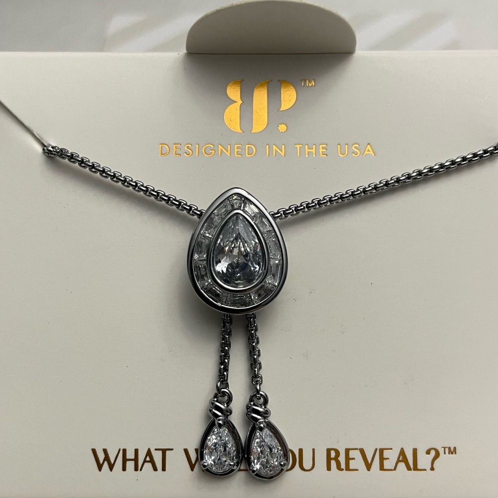 BOMB PARTY APRIL 2026 “ The Lily Grey Necklace” Hematite/Diamond Cubic Zirconia